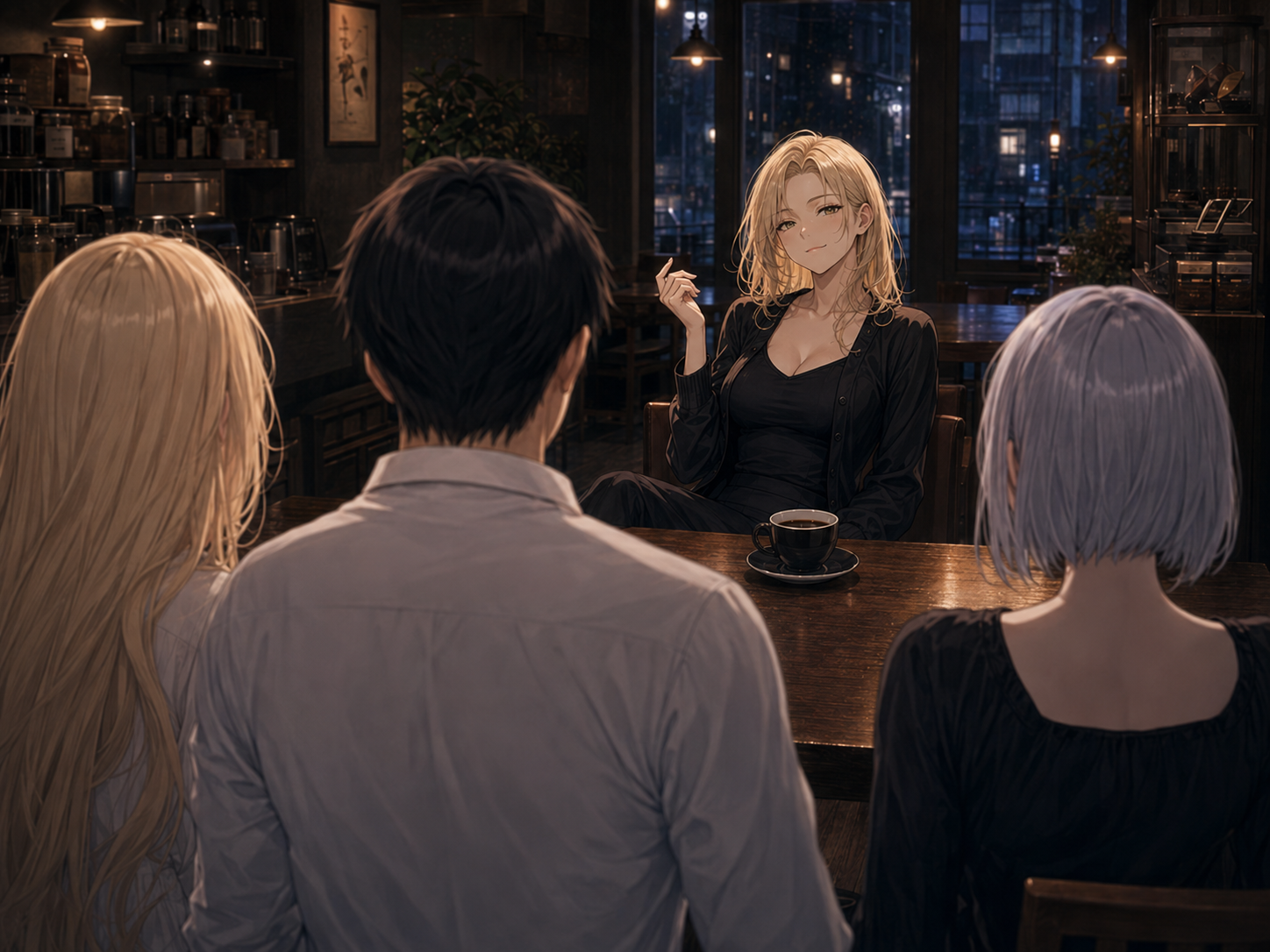Yuki meets Matthias, Belial, and Astreal at the coffee shop
